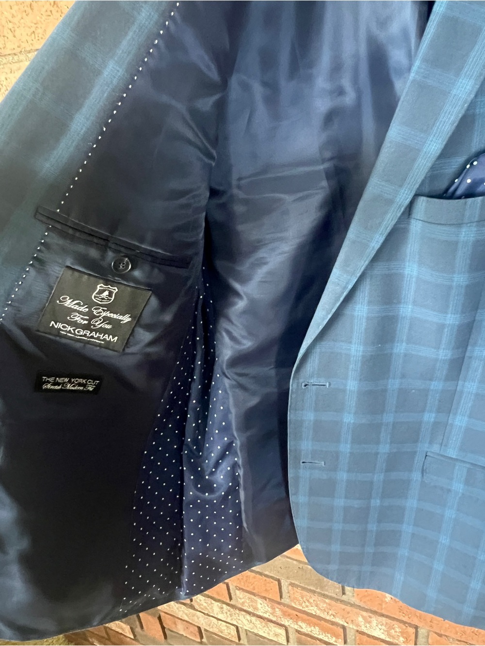 Men's Blue Windowpane Sport Coat - Tailored Modern Fit - Picture 6 of 8